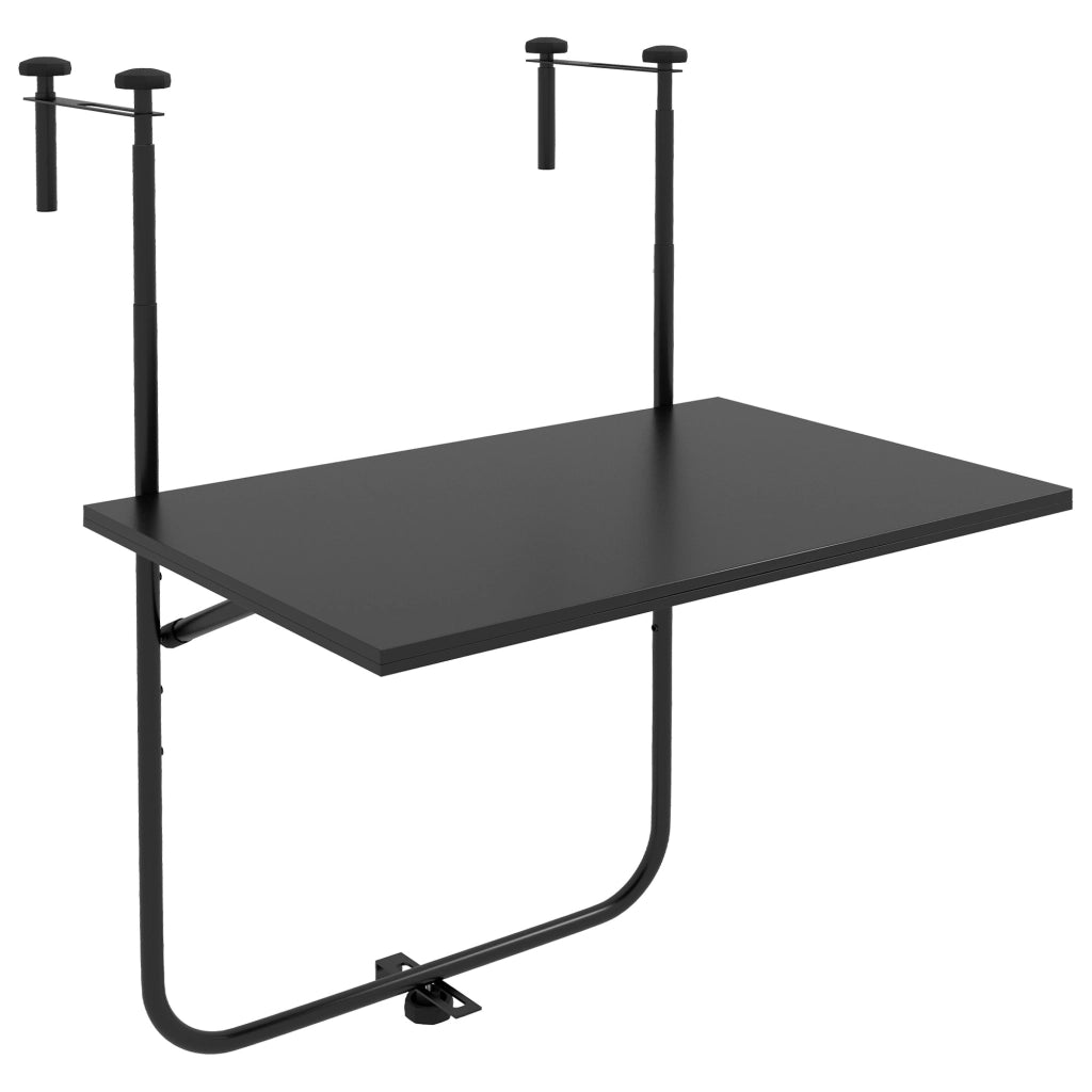 TAVOLO DA BALCONE APPESO REGOLABILE 62x60 cm NERO METALLO