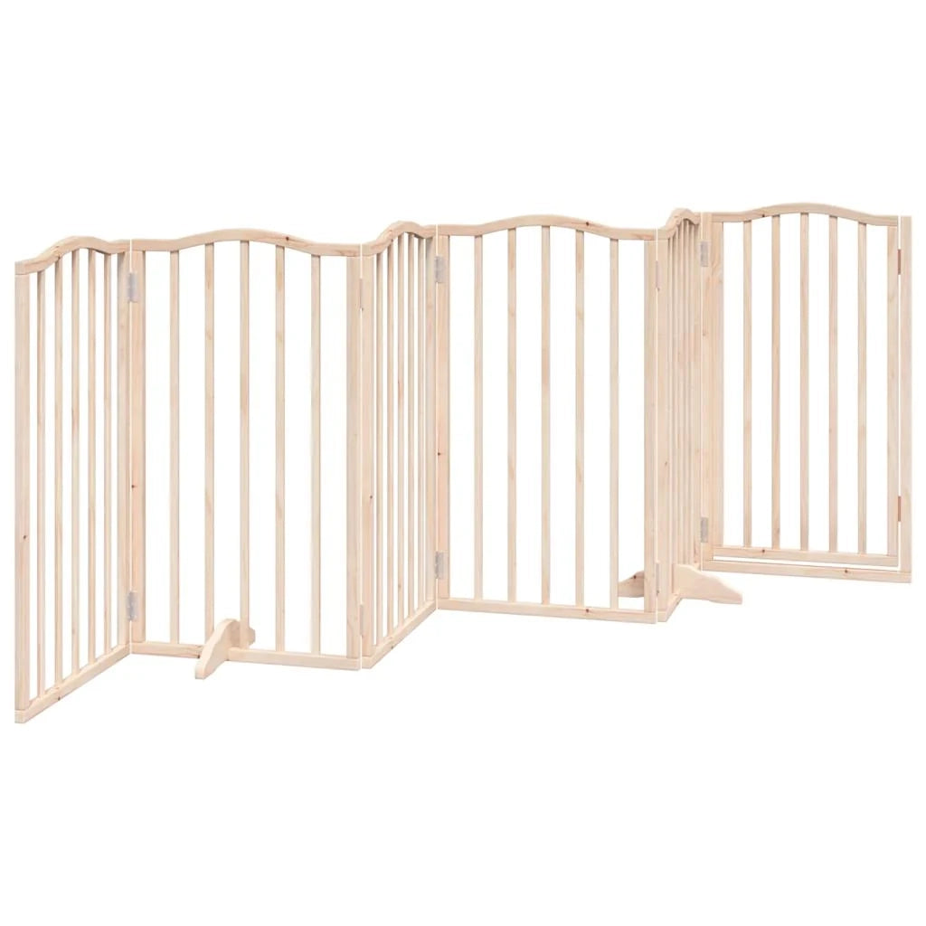 Cancelletto di sicurezza per cani con 6 pannelli in legno di pioppo marrone 02_0023324