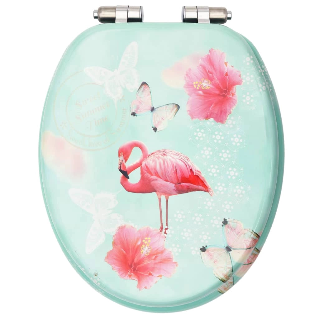 Sedile WC con coperchio a chiusura ammortizzata MDF design Flamingo 02_0002933