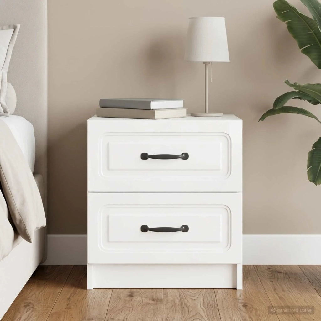 Armadio da Notte con cassetto Bianco Lucido 43 x 34,5 x 44,5 cm 895683