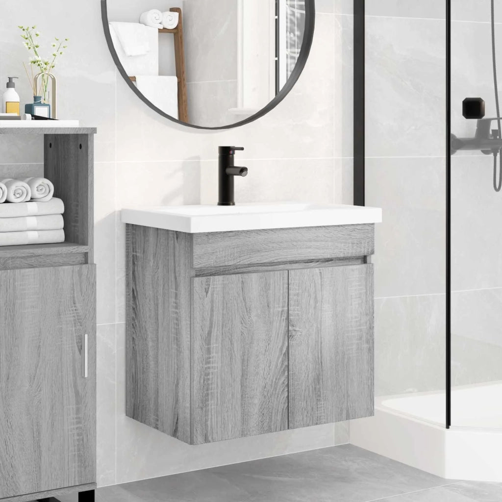 Mobile bagno con rubinetto Sonoma grigio 61 x 40 x 74,5 cm 889542