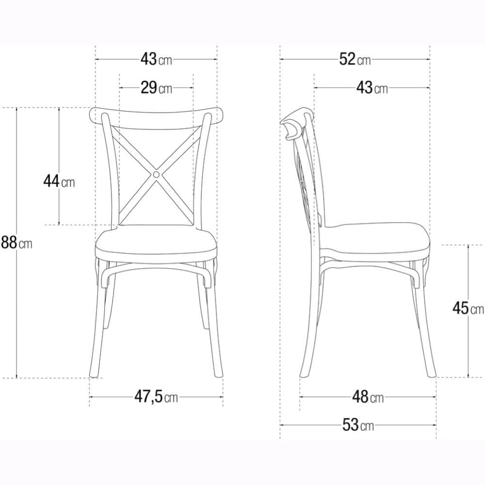 Set 4 Sedie Impilabili in polipropilene 88x53x48 cm Colore Bianco Design Retrò