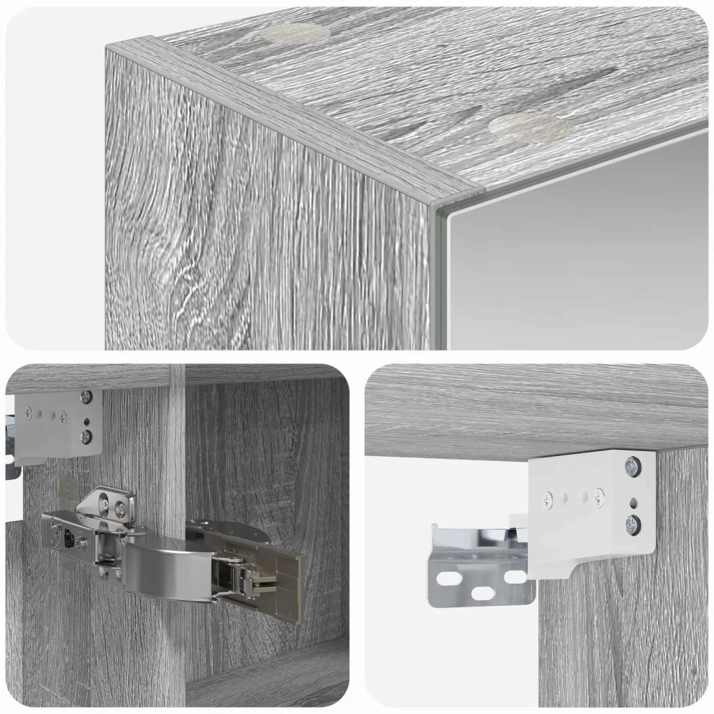 Mobiletto per specchio da bagno con lo scaffale Grigio Sonoma 889132