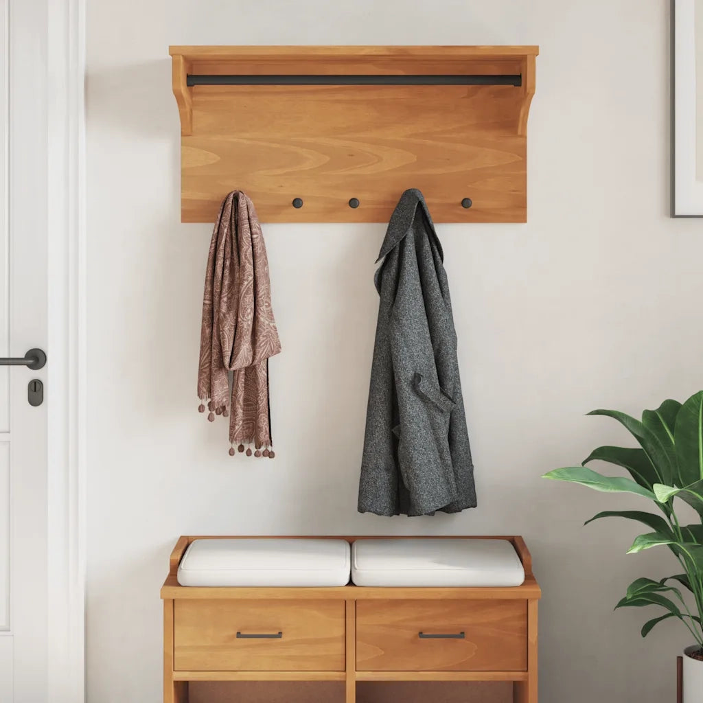 vidaXL Appendiabiti da Parete SANDNES 87x30x42 cm in Legno di Pino