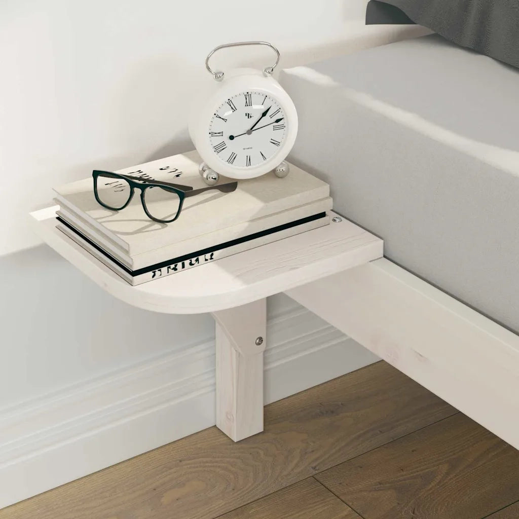 Letto con Tavolini Laterali Bianco 160 x 210 cm Pino massello 873230
