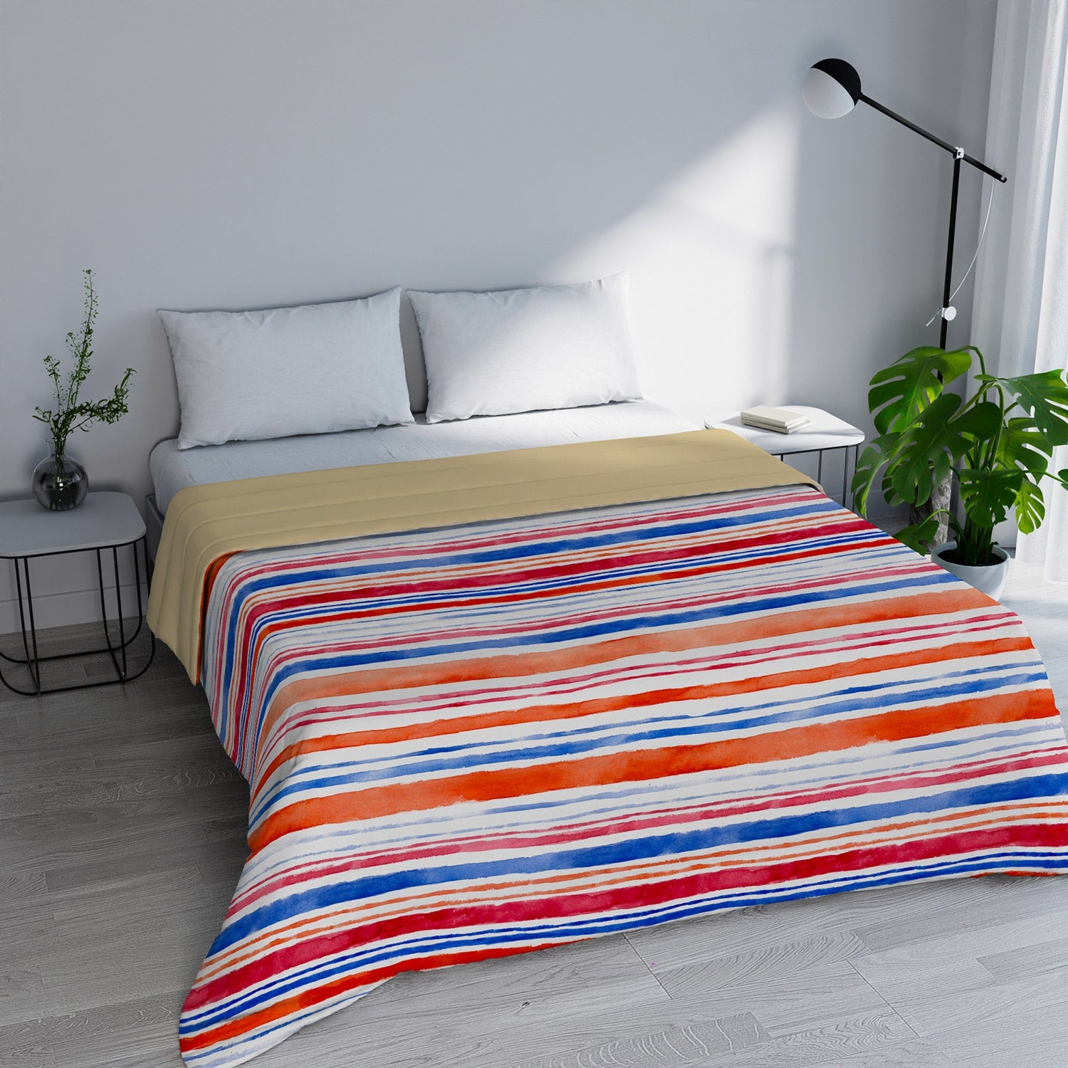 Trapuntino Estivo Matrimoniale in Microfibra 100 gr con Stampa Strisce Basic