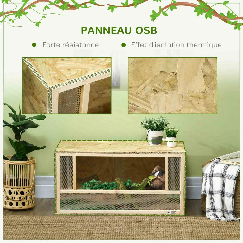 Terrario per Rettili Legno OSB ¨C Zephmum ¨C 80x40x40 Naturale