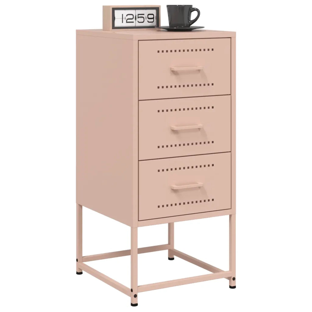 Comodini 2 pz-Set di 2 Tavolino da notte Rosa 36x39x78 cm in Acciaio