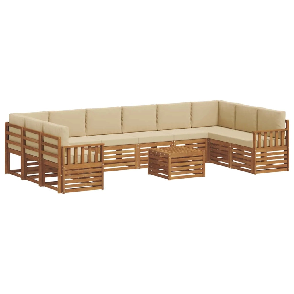 Set di divani da esterno con cuscino 11 pcs Naturale e Beige