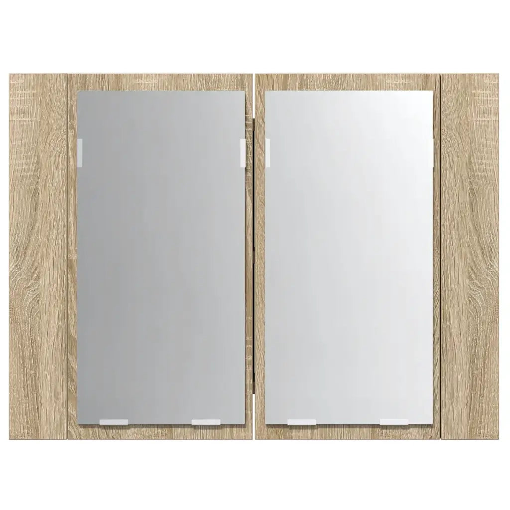 Armadietto a Specchio con Luci LED Rovere Sonoma in Acrilico 804959