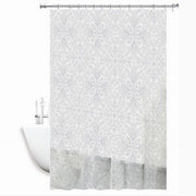 Trade Shop - Tenda Doccia Vasca Bianca Impermeabile Pvc 180 X 200cm Decorata Con Foglie 69513 -