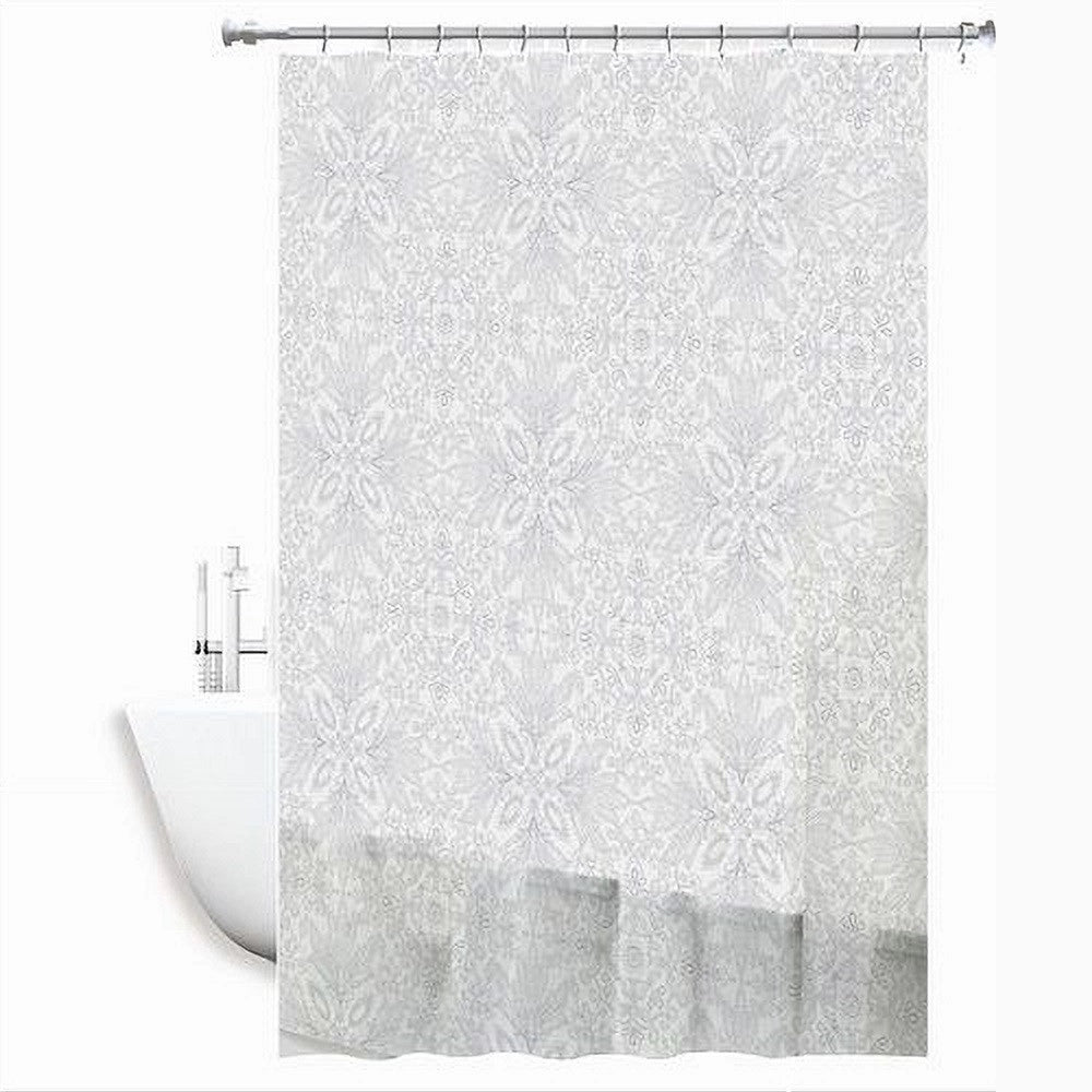 Trade Shop - Tenda Doccia Vasca Bianca Impermeabile Pvc 180 X 200cm Decorata Con Foglie 69513 -