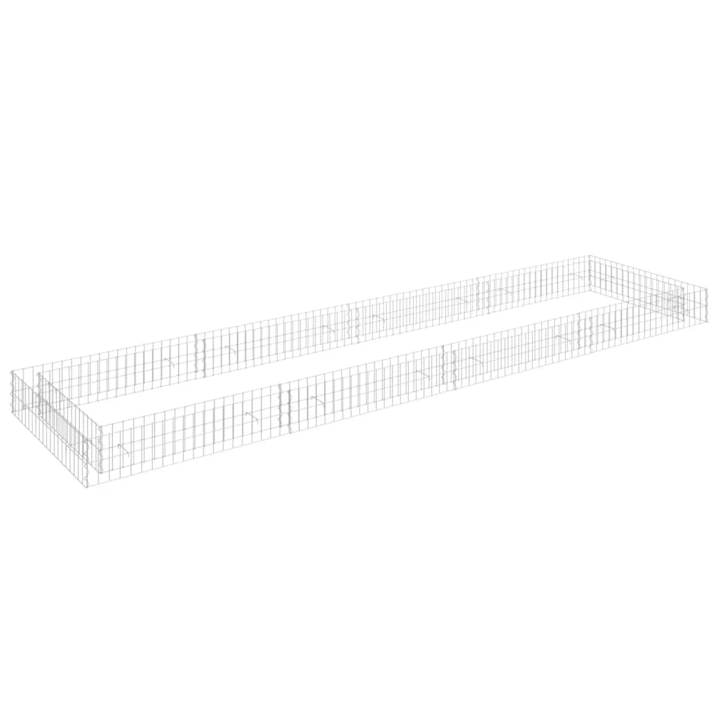 Aiuola rialzata in gabbione di acciaio zincato 400 x 100 x 20 cm Argento 02_0039896
