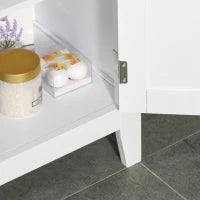 kleankin Mobile Bagno con Mensole Regolabili e Armadietto 2 Ante, Mobiletto Bagno Multiuso in Legno, Bianco, 50x30x93cm