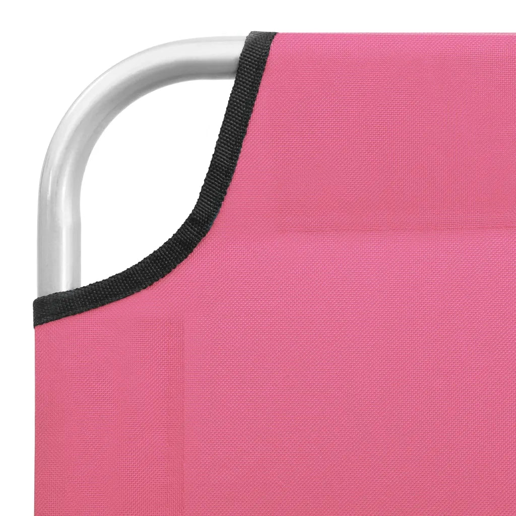 Lettino Prendisole Pieghevole in Acciaio e Tessuto Rosa 310330