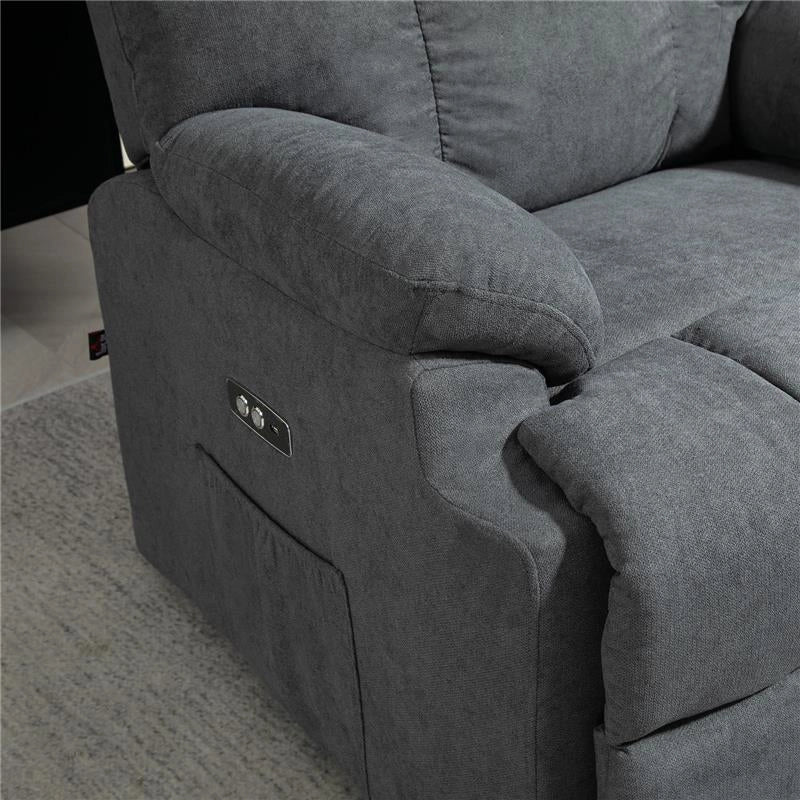 POLTRONA ALZAPERSONA CON POGGIAPIEDI E TELECOMANDO IN TESSUTO EFFETTO LINO 84X96X100 CM GRIGIO SCURO