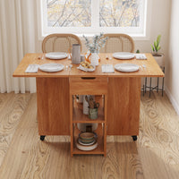 Tavolo Pieghevole Salvaspazio Anta a Ribalta 120x77x75 cm con Ruote Legno