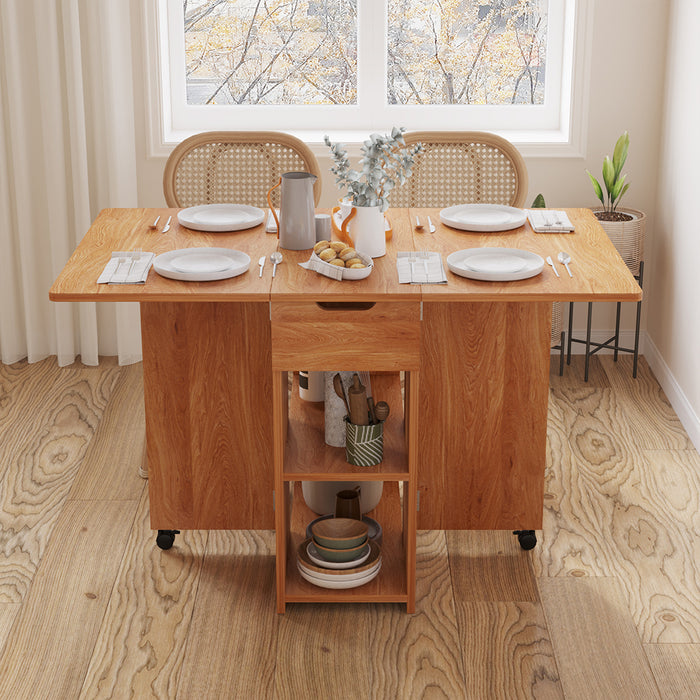 Tavolo Pieghevole Salvaspazio Anta a Ribalta 120x77x75 cm con Ruote Legno