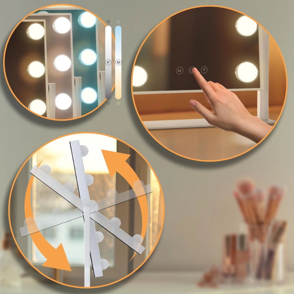 Specchio per trucco con luci Majuro bianco