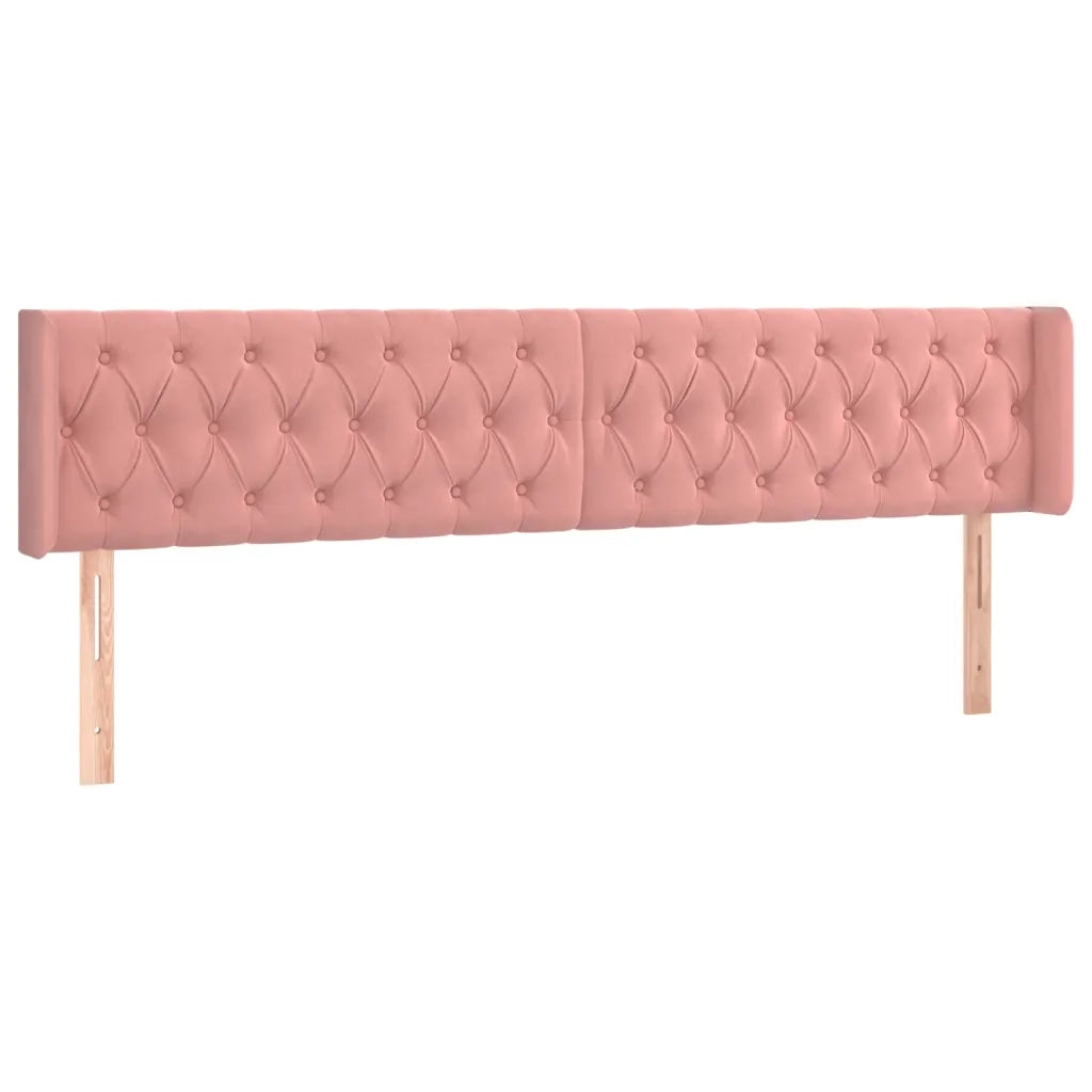 Testiera ad Orecchio-Testata con Orecchie Rosa 203x16x78/88 cm in Velluto 473786