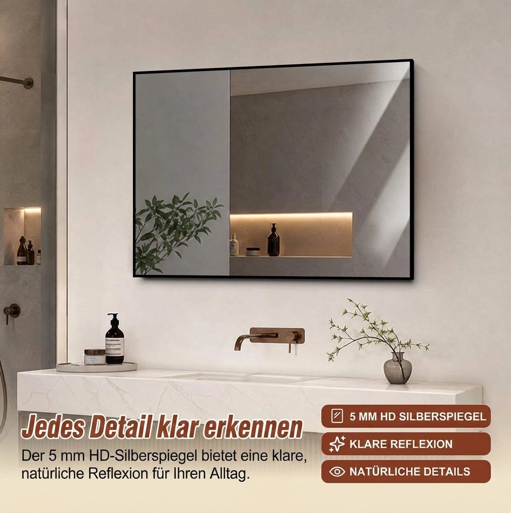 Specchio da parete con cornice in alluminio nero