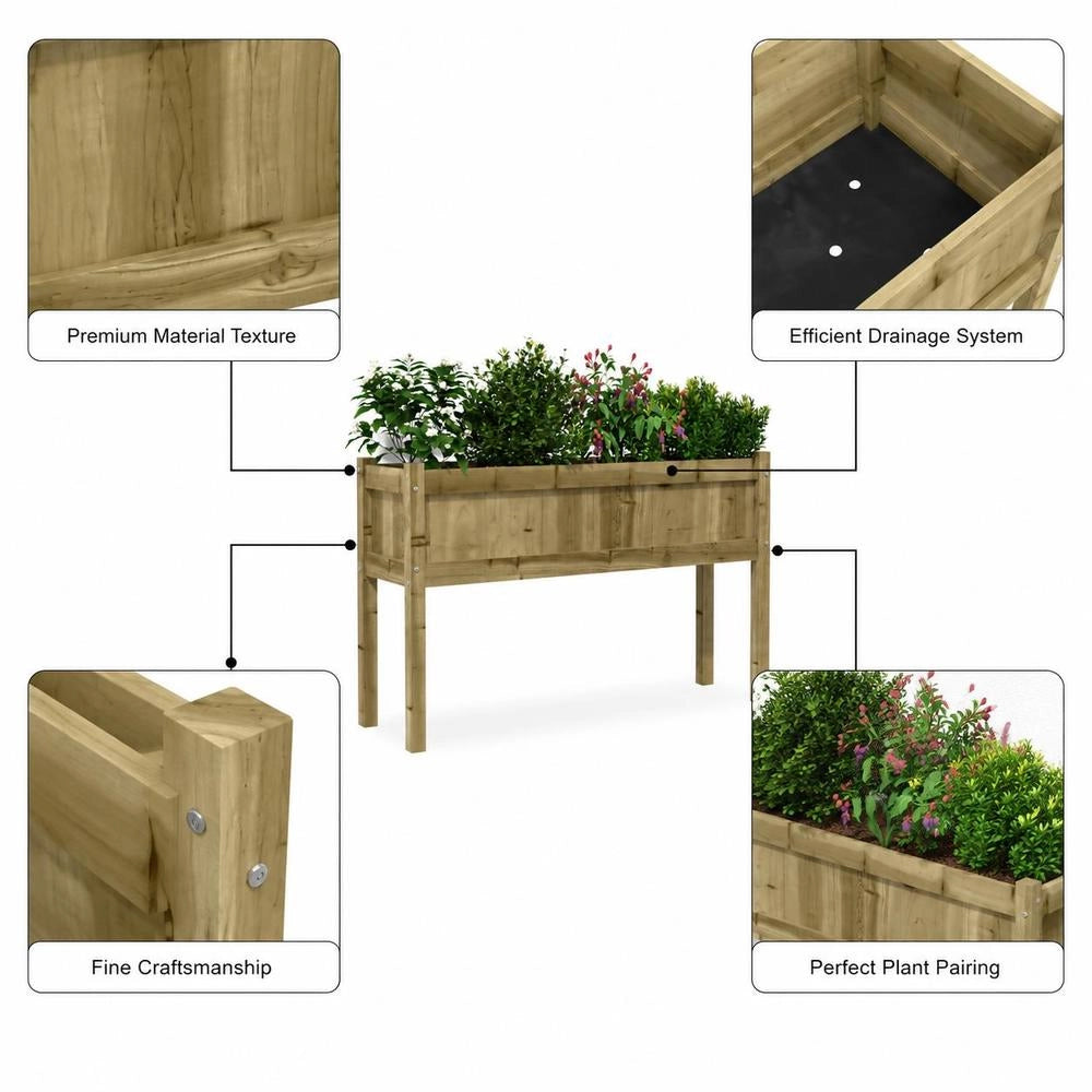 Plant Pot With Legs 110x31x70 Cm Pinewood Impregnated