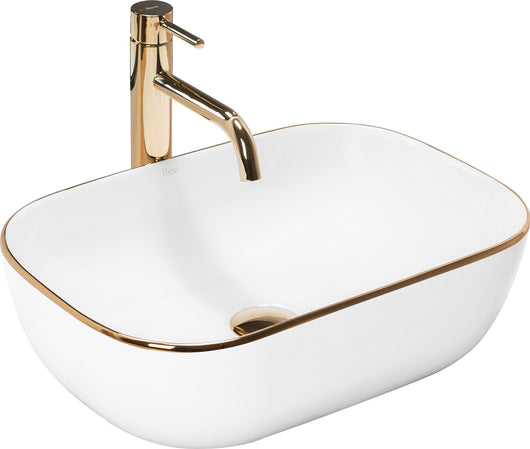 Lavabo Da Appoggio Rea Belinda Gold Edge