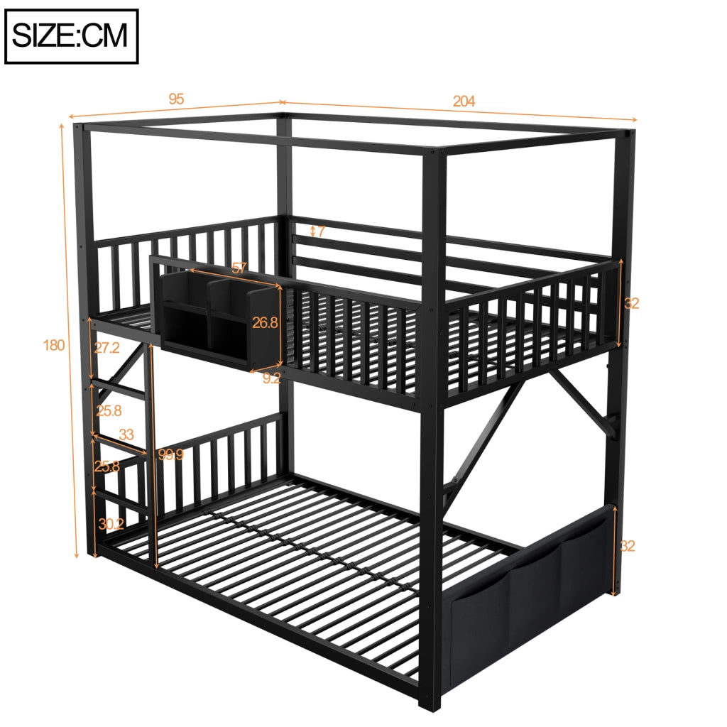 Letto a castello per bambini ¨C Minimal ¨C Nero metallo 90x200 cm