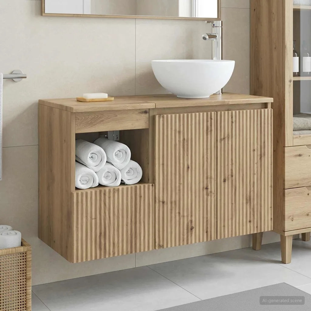 Set di mobili per il bagno 2 pz Rovere Artigianale 3404033