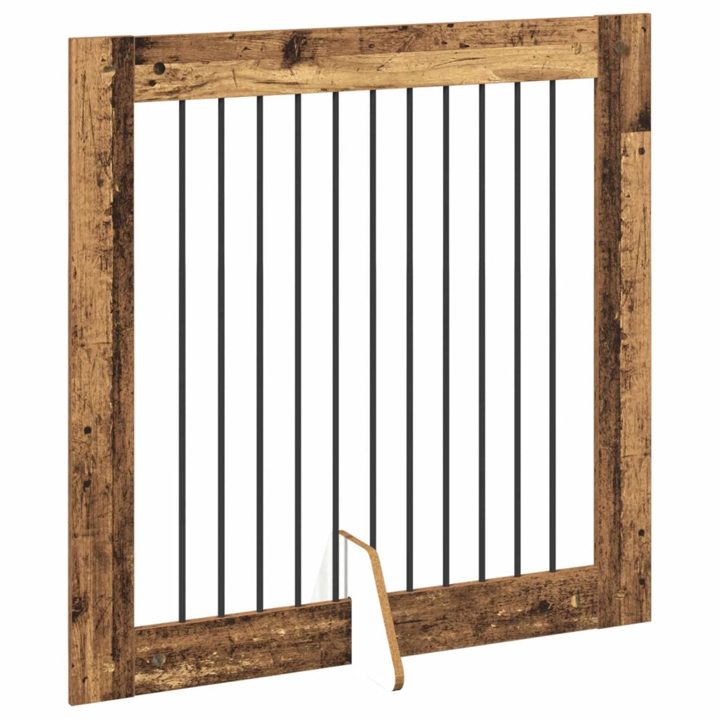 Cancello per cani con supporti 2 pz Legno antico 100 x 100 cm CFW1744251