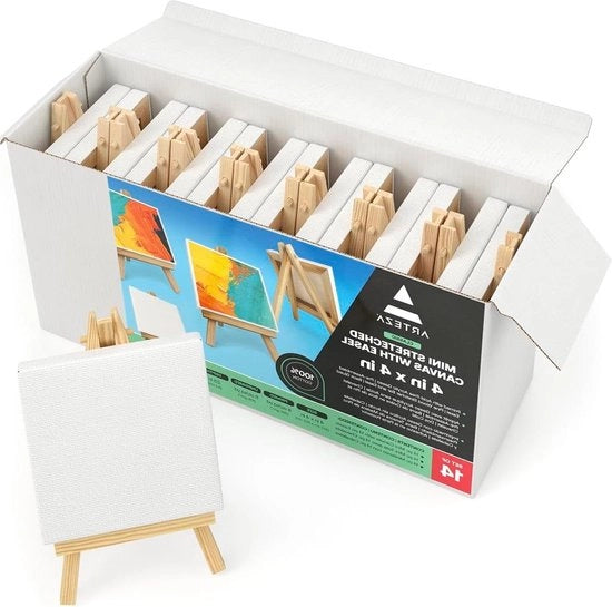Mini pennelli da pittura - 10x10 cm tela - acrilico e olio - set di 14 telaspecifiche grandi