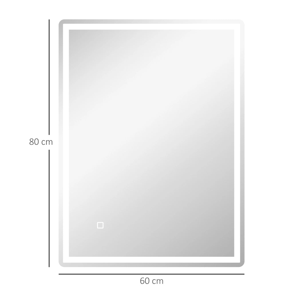 SPECCHIO LED Rettangolare 60 x 80 cm in vetro Silver con funzione antiappannamento