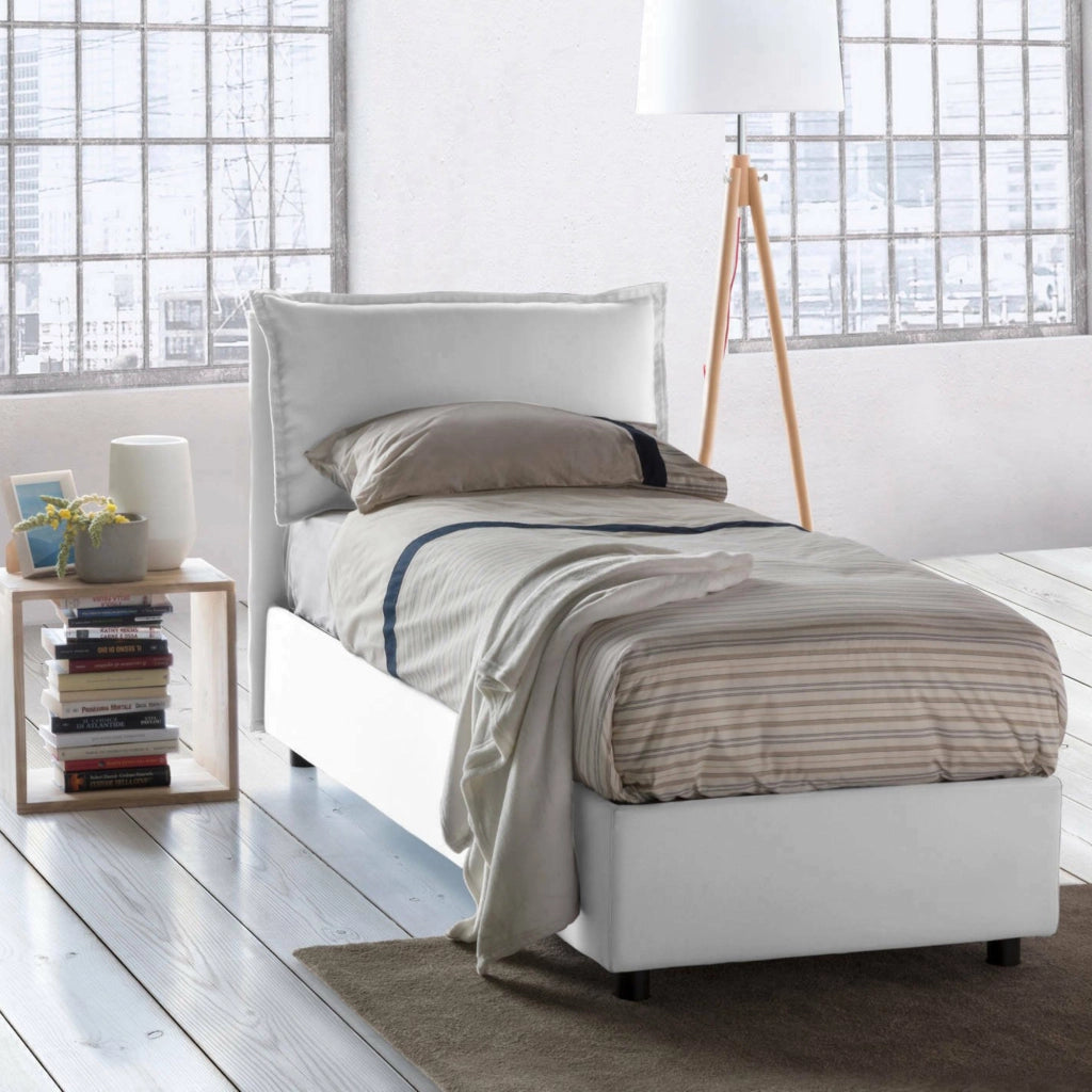 Aphrodite, Letto Singolo Sfoderabile Made in Italy, Bianco