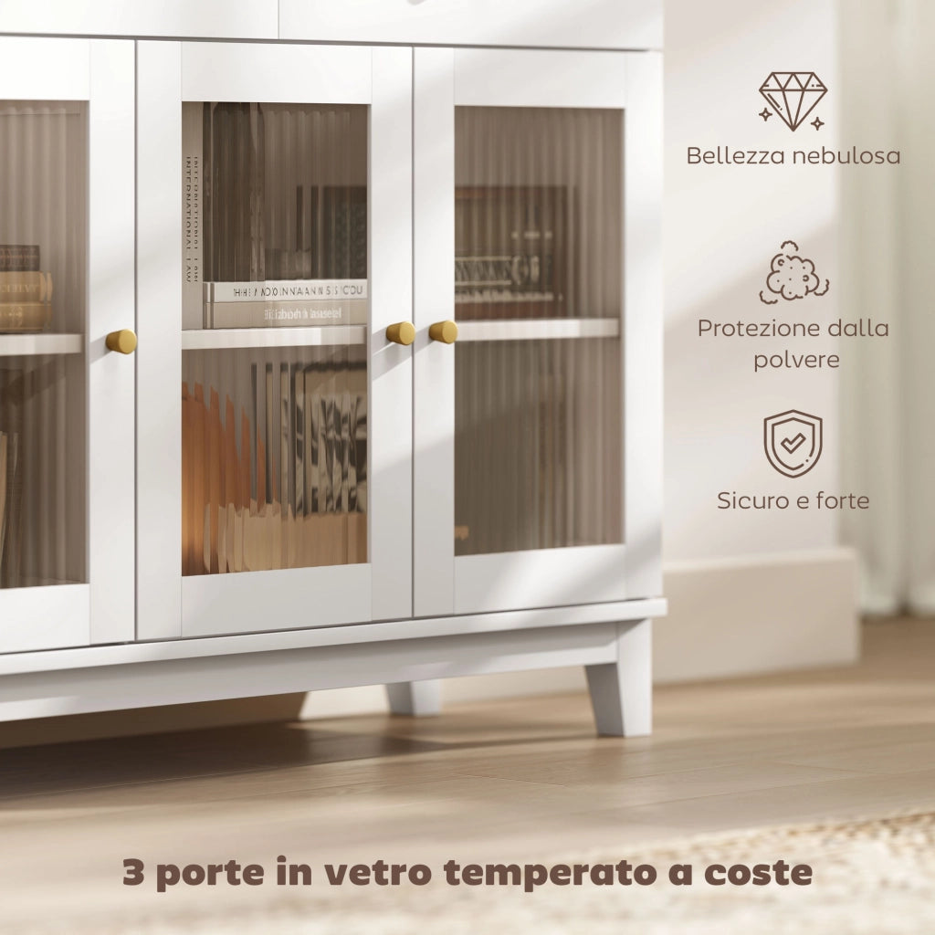 Credenza con Cassetti e Armadietti in Legno Rovere e Bianco ¨C zephmum ¨C 100x35x80.3 cm