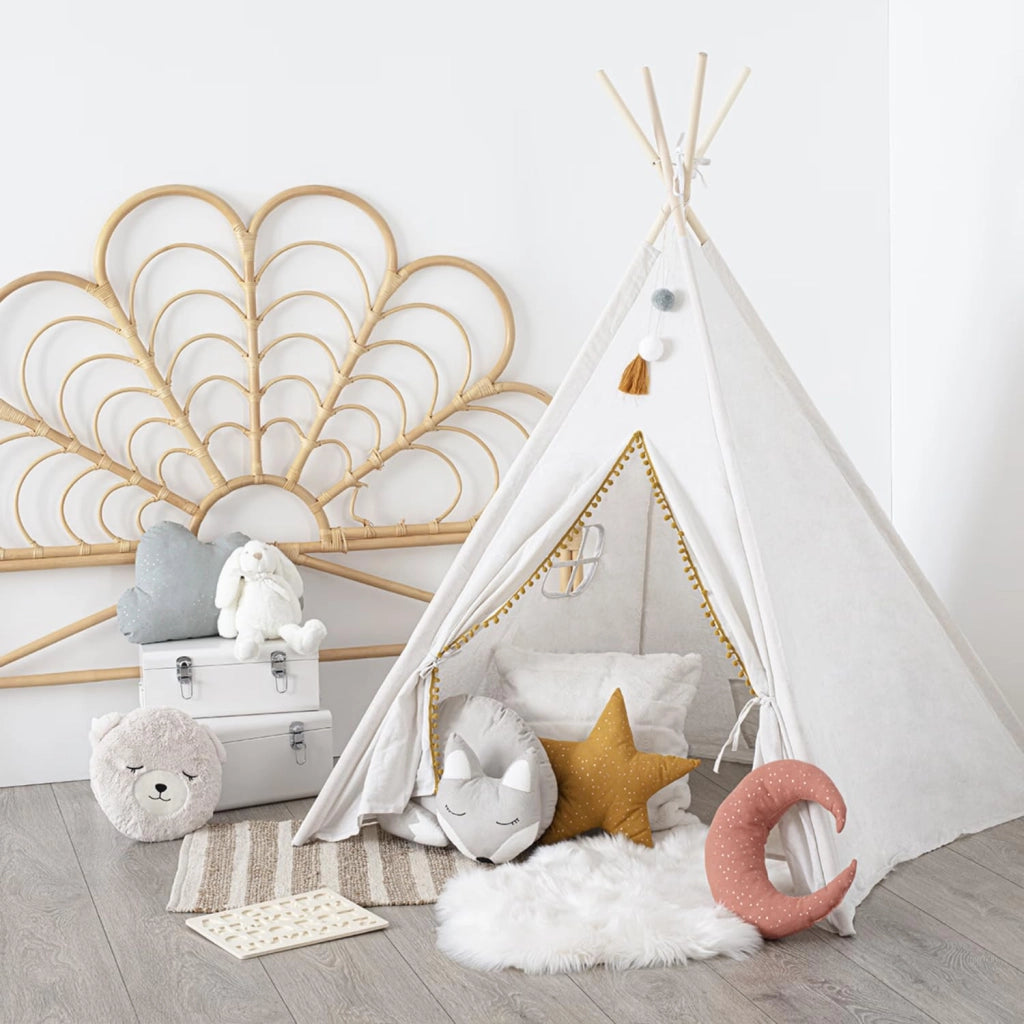 MOHOME Tenda Bambini Cameretta Beige Casa Giochi Casetta Capanna Motivo Indiani Ragazzi Ragazze Interni Esterni Borsa Trasportabile Cameretta Stanza Giochi