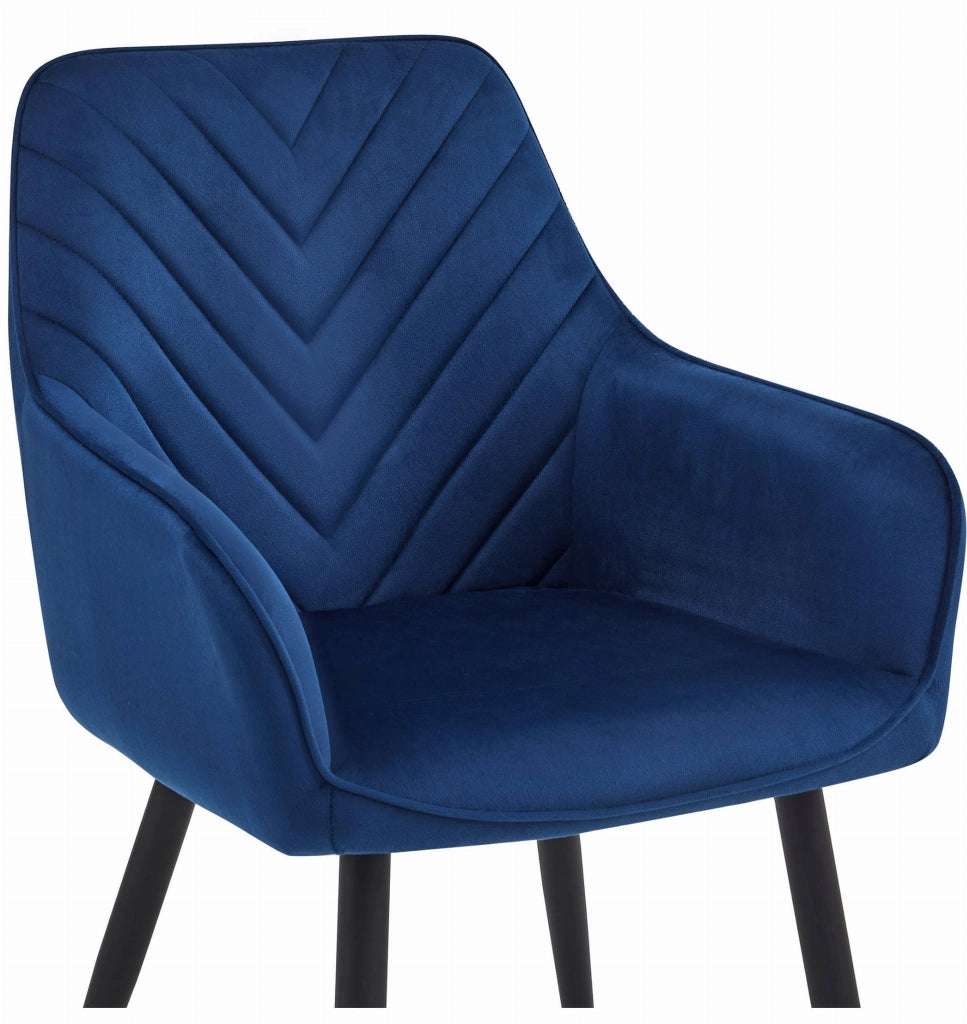 Sedia da pranzo Valora WAAV - Velluto blu navy con gambe nere x 1