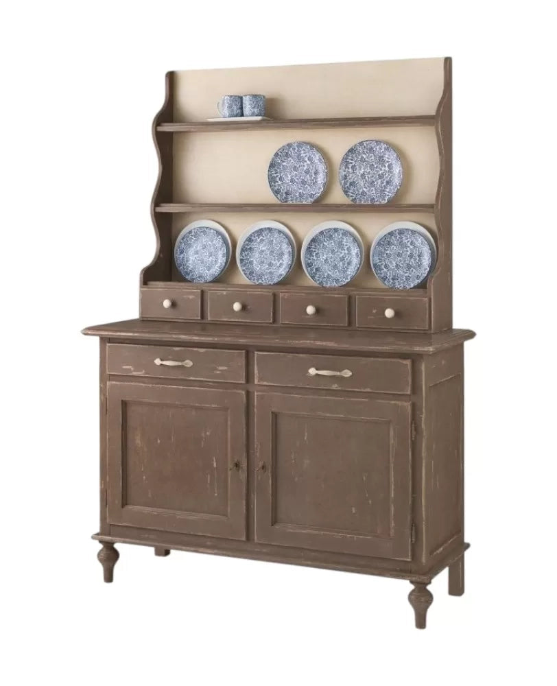 Madia credenza piattaia legno shabby grigio consumato 137x50x200 (516+517) - Mobili 2G