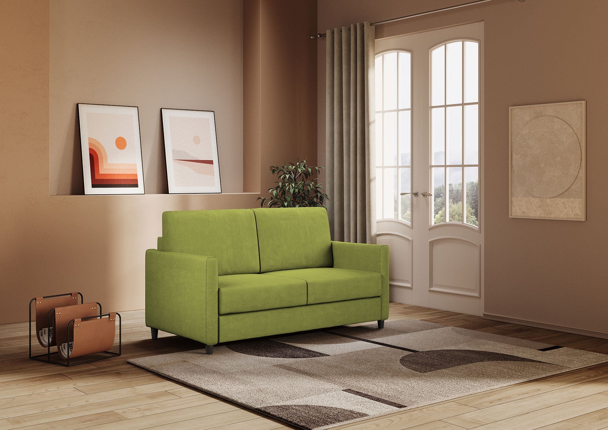 Divano 2 Posti 158x85x85 cm Karay in Tessuto Verde
