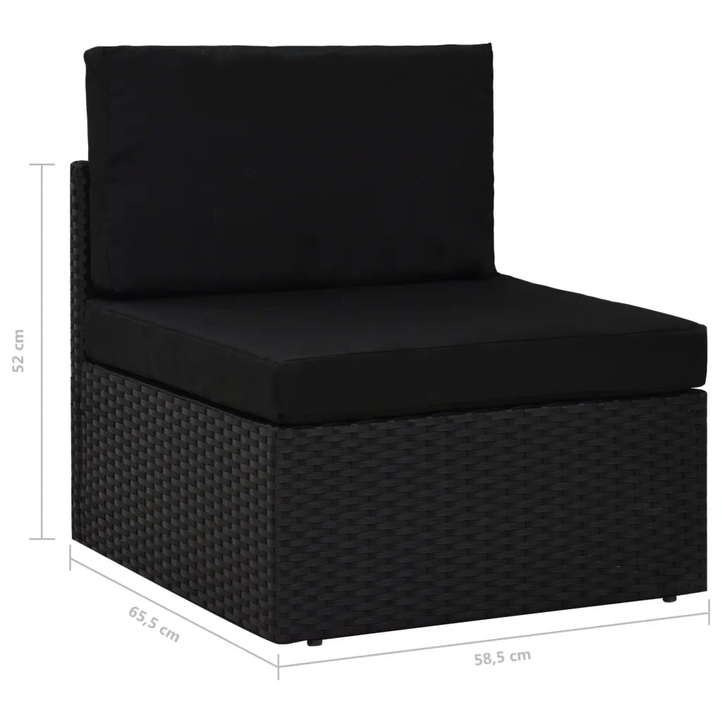 Seduta Centrale Modulare in Polyrattan Nero CFW5916710