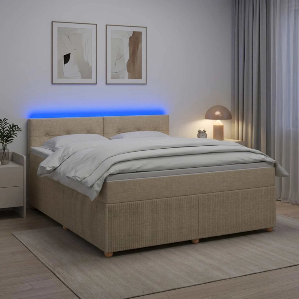 Letto box spring con materasso Crema 140 x 200 cm Tessuto 3452951