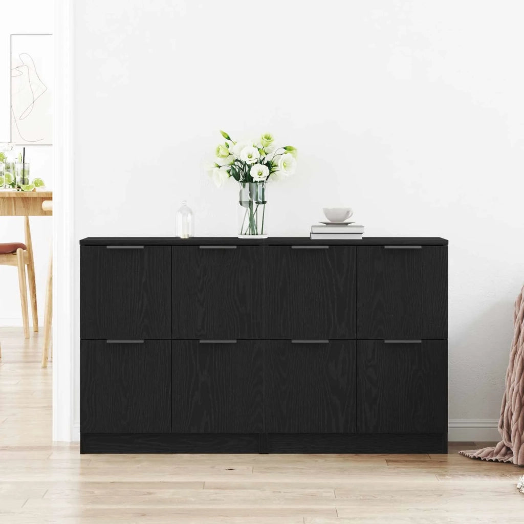 Credenza 2 pcs Rovere Nero 60 x 30 x 70 cm Legno multistrato 3333073