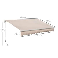Tenda da Sole per Esterno a Bracci Avvolgibile con Apertura a Manovella, 295x200 cm, Beige