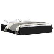 Letto matrimoniale | Letto per adulti | Giroletto senza Materasso Rovere Nero 200x200 cm Truciolato