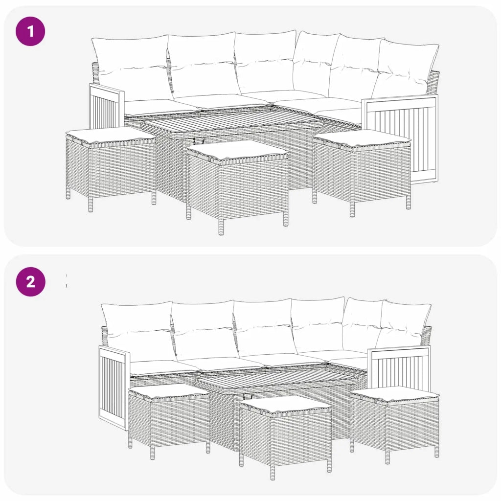 Set Divano da Giardino con cuscino 9 pcs Grigio 3363183