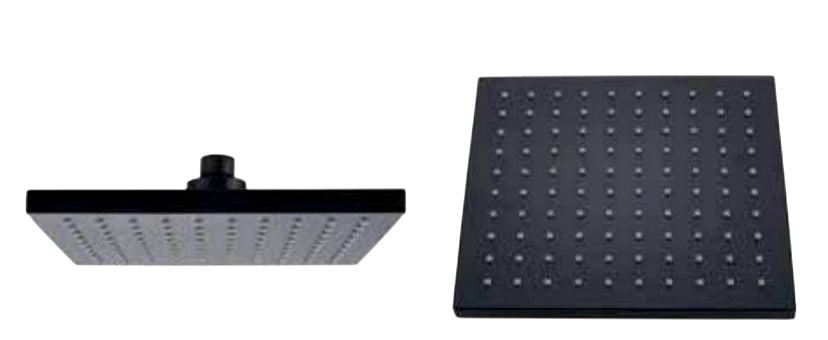 Soffione Doccia Quadrato ABS Nero Opaco Ø200 mm – Ugelli Anticalcare – Attacco Standard 1/2”