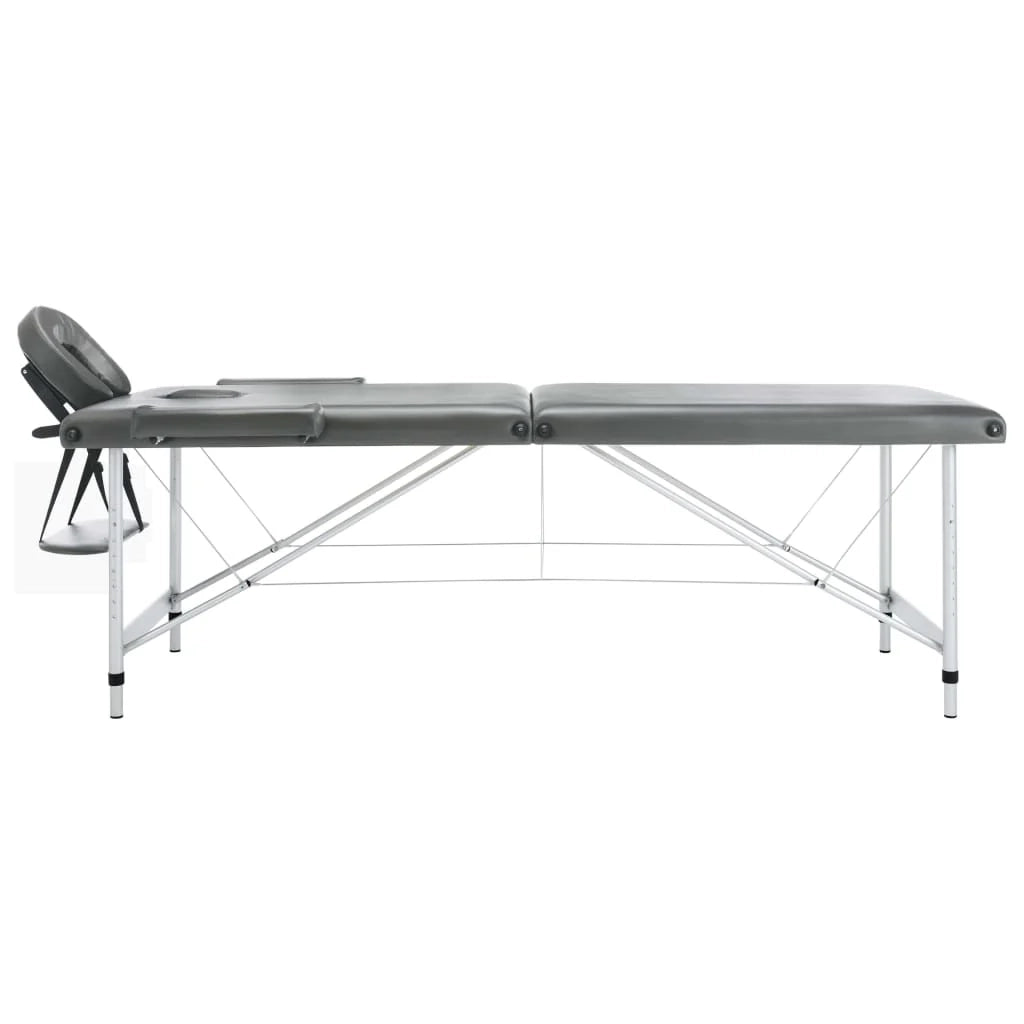 Lettino da massaggio a 2 sezioni con struttura in acciaio inox 186 x 68 cm antracite 02_0001797
