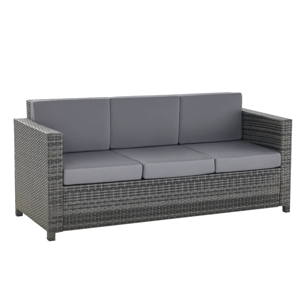 Divano 3 posti in polyrattan ¨C zephmum ¨C grigio 185x70x80 cm