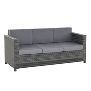 Divano 3 posti in polyrattan ¨C zephmum ¨C grigio 185x70x80 cm