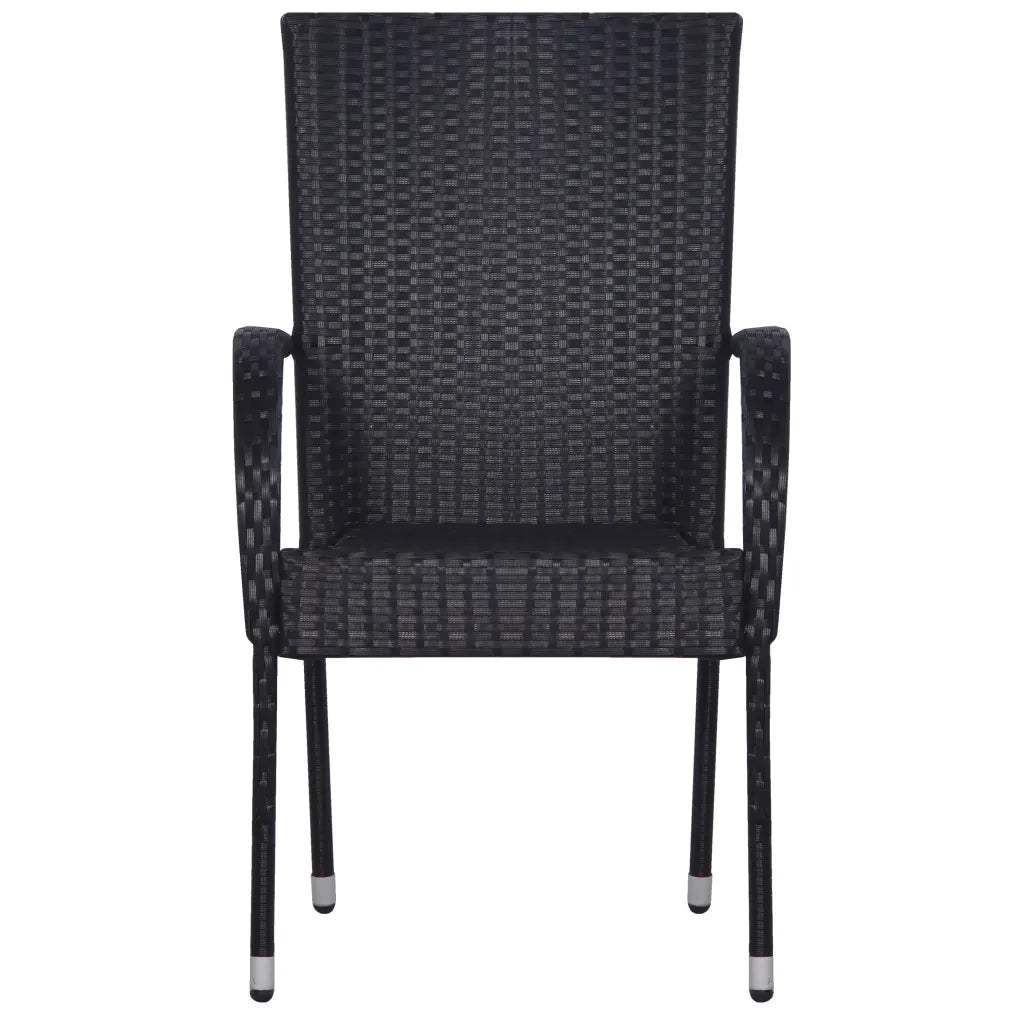 Set Mobili da Pranzo Giardino 7 pz in Polyrattan Nero 3072495