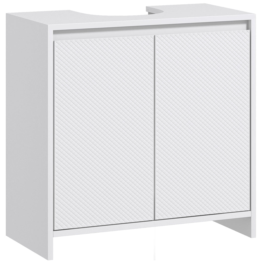Armadietto Sottolavabo 2 Ante con Ripiano Regolabile ¨C Zephmum ¨C Bianco 60x30x60 cm